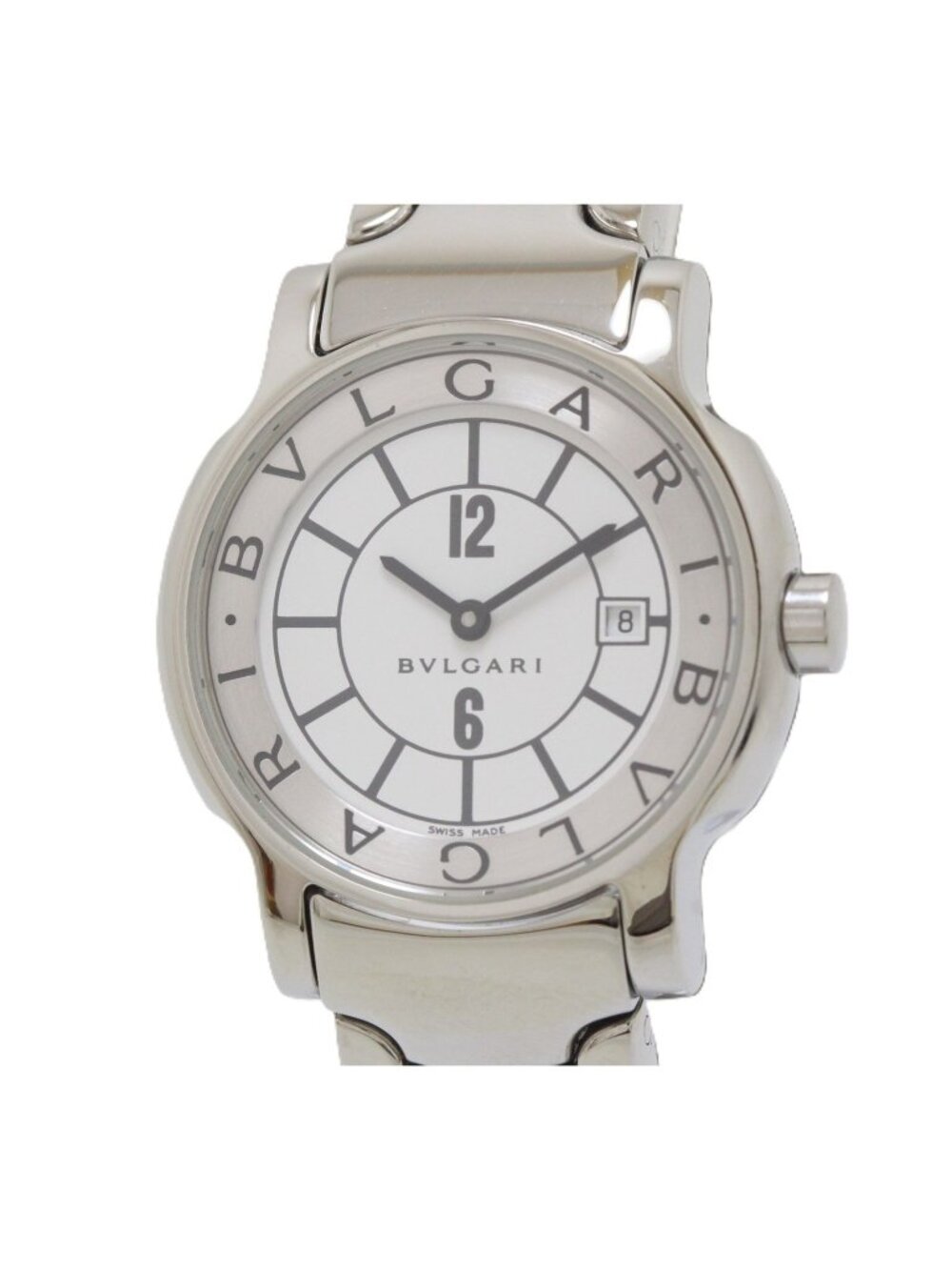 Bvlgari Solotempo Watch SS Stainless Steel White Dial Quartz